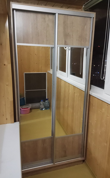 Корпусной шкаф с раздвижными дверьми и зеркалом вид 1